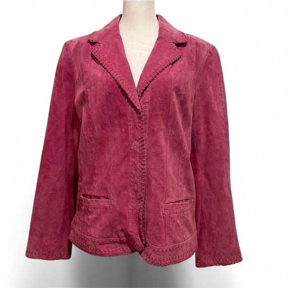 Coldwater Creek Vintage Pink Genuine Leather Suede Western Jacket Sz Large - Picture 1 of 8